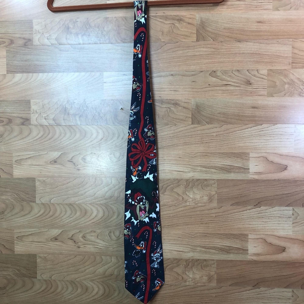 Vintage Looney Tunes Mania 1993 Holiday Tie with Candy Canes with Charac…